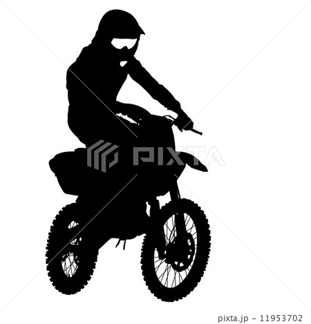 Black silhouettes Motocross rider on a motorcycle. Vector illust Black silhouettes Motocross rider on a motorcycle. Vector illust 11953702