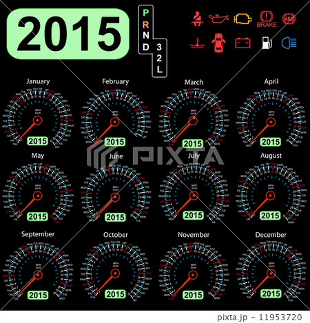 2015 year calendar speedometer car in vector. 2015 year calendar speedometer car in vector. 11953720