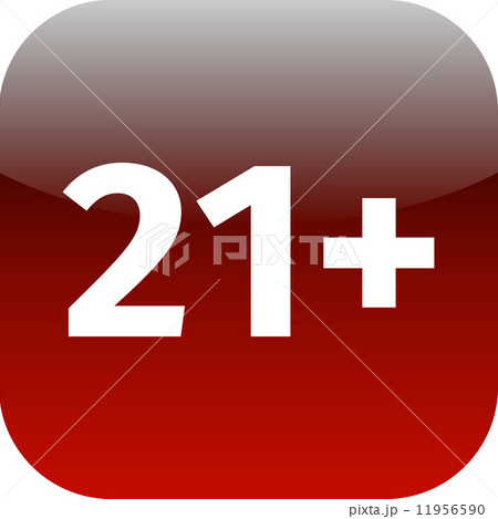 21 plus years old sign. Adults content icon. Red button 11956590