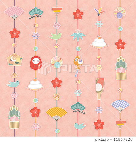 年賀状素材 玉飾り 正月飾り 縁起物のイラスト素材