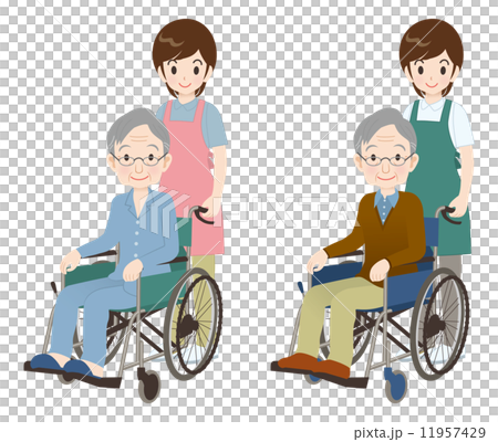Wheelchair old man and woman care worker Wheelchair old man and woman care worker 11957429
