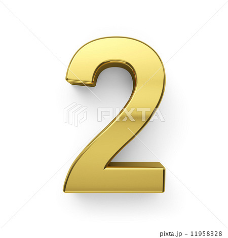 3d render of golden digit simbol - 2 3d render of golden digit simbol - 2 11958328