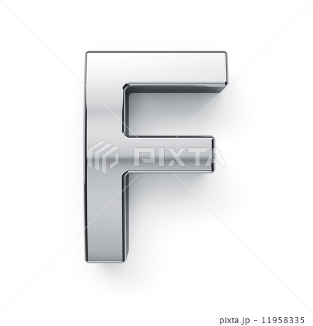 3d render of metalic alphabet letter simbol - F 11958335