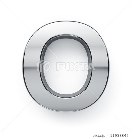 3d render of metalic alphabet letter simbol - O 11958342