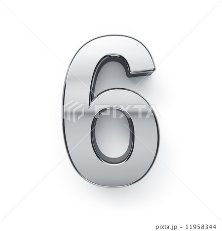 3d render of metalic digit six simbol - 6 11958344