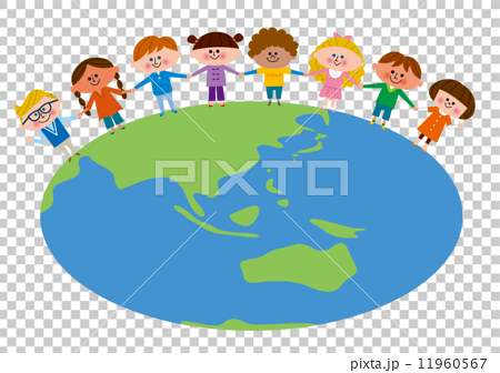Global Environment Children Holding Hands Together Stock Illustration