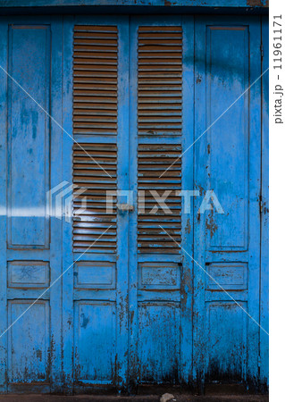 Blue wooden front door to the house Blue wooden front door to the house 11961171