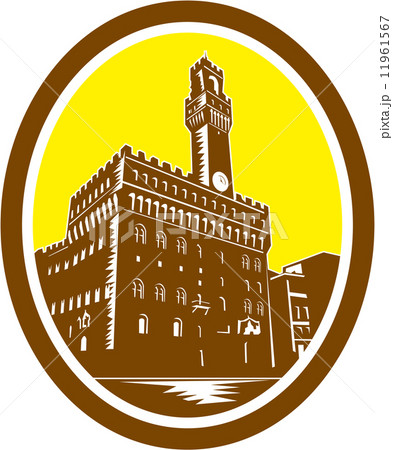 Tower of Palazzo Vecchio Florence Low Woodcut Tower of Palazzo Vecchio Florence Low Woodcut 11961567
