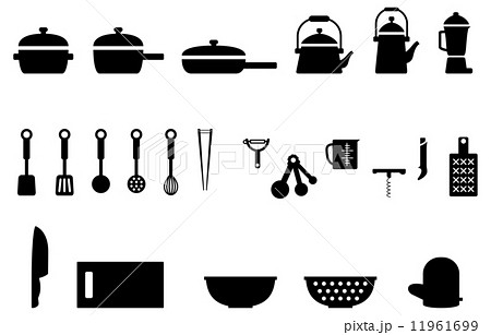キッチンツール キッチン用品 調理器具 アイコン セットのイラスト素材