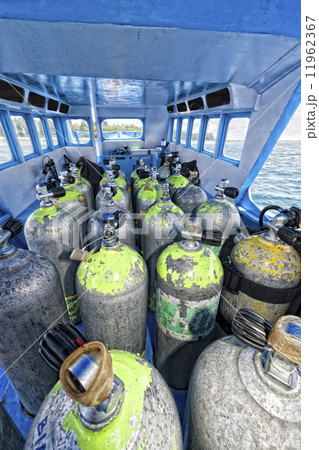 Tank on scuba diving boat 11962367