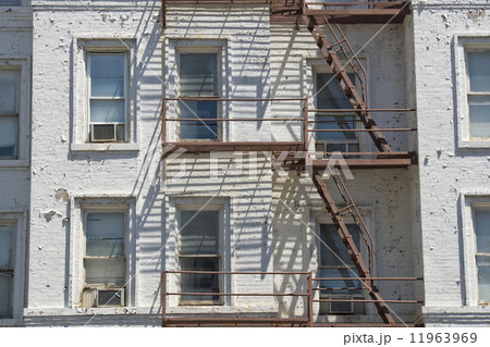 Rusted Fire ladder on abandoned building in New York Rusted Fire ladder on abandoned building in New York 11963969