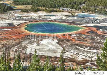 Yellowstone Grand Prismatic Spring aerial view Yellowstone Grand Prismatic Spring aerial view 11964204
