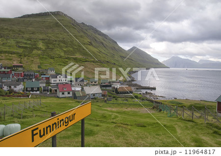 Funningur houses in Far Oer landscape Funningur houses in Far Oer landscape 11964817