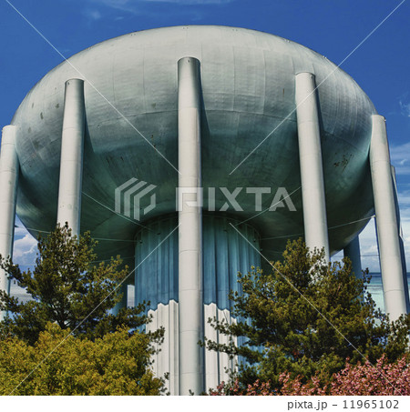 A water tower in the deep blue sky A water tower in the deep blue sky 11965102