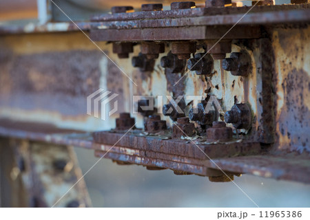 Giant Hexagonal bolts on iron bridge 11965386
