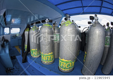 Tank on scuba diving boat 11965945
