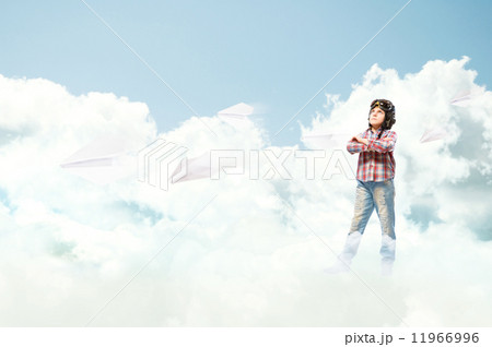 Boy in helmet pilot dreaming of becoming a pilot Boy in helmet pilot dreaming of becoming a pilot 11966996