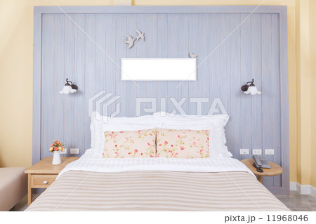 pillow in the bedroom with photo frame pillow in the bedroom with photo frame 11968046