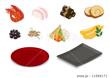 おせち料理とお皿のイラスト素材 11968171 Pixta