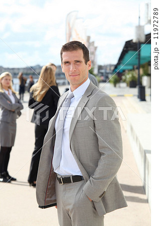 Businessman attending trade fair 11972789