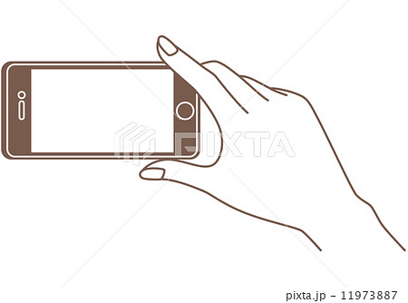 スマートフォンをかざす手 携帯電話のイラスト素材 11973887 Pixta