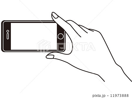 スマートフォンをかざす手 携帯電話のイラスト素材