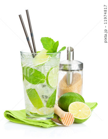 Fresh mojito cocktail and bar utensils 11974817