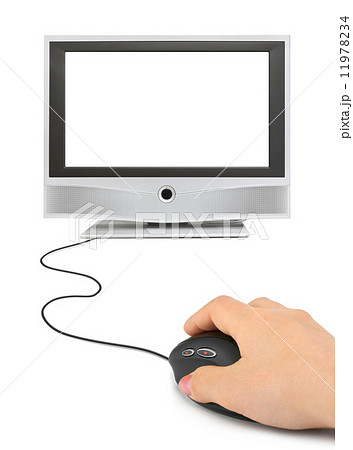 Hand with computer mouse and monitor Hand with computer mouse and monitor 11978234