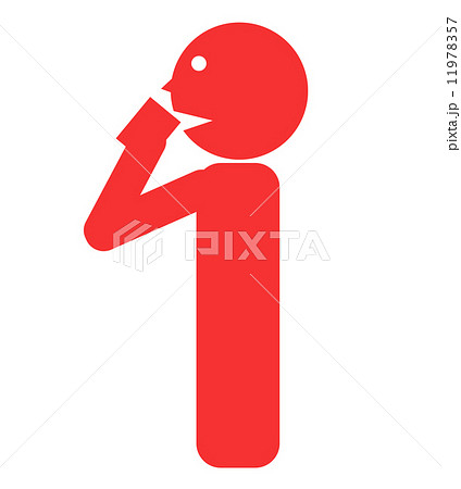 水を飲む人のイラスト 赤 左向きのイラスト素材 11978357 Pixta