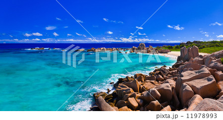Panorama of tropical beach at Seychelles Panorama of tropical beach at Seychelles 11978993