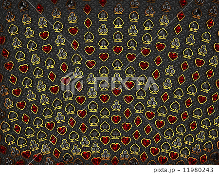 Diamond card suits symbols over stitched textile 11980243