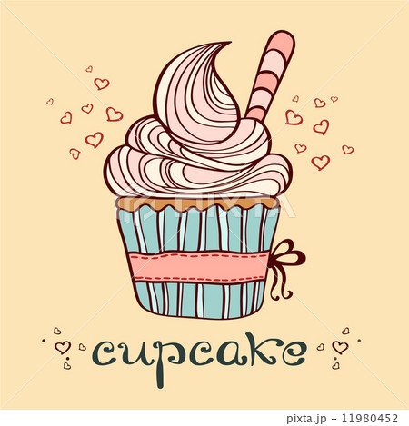 Vector hand drawn illustration of cupcake 11980452