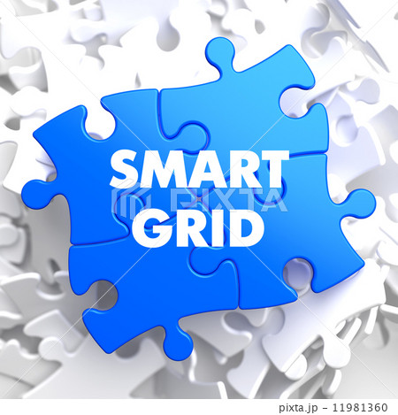 Smart Grid on Blue Puzzle. 11981360