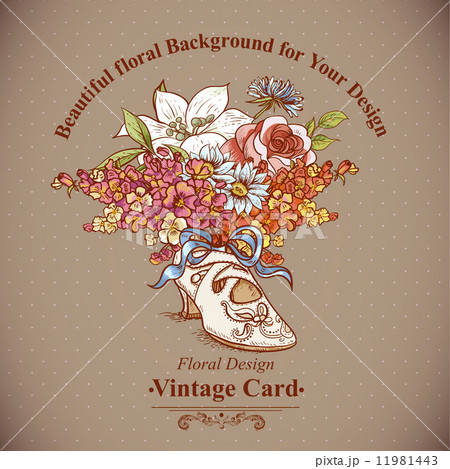 Vintage Background with Flowers and Shoes 11981443