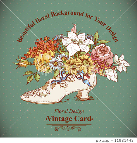 Vintage Background with Flowers and Shoes 11981445