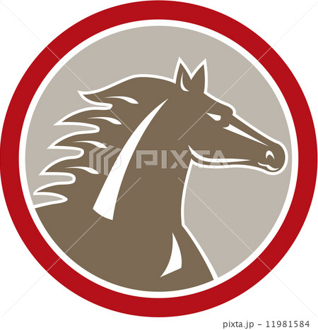 Horse Head Angry Circle Retro 11981584