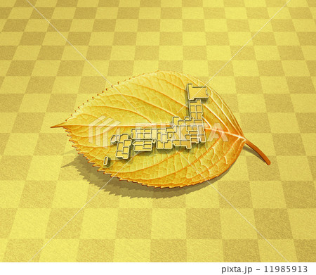 黄金の葉っぱの上の日本地図 黄金の葉っぱの上の日本地図 11985913
