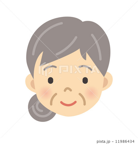 おばあちゃん 敬老の日 顔のイラスト素材