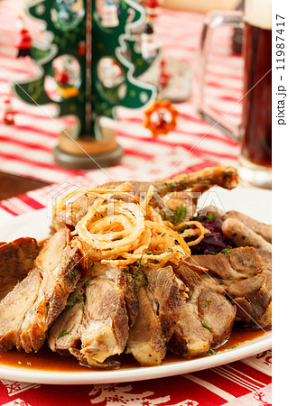 roasted meat on Christmas table 11987417