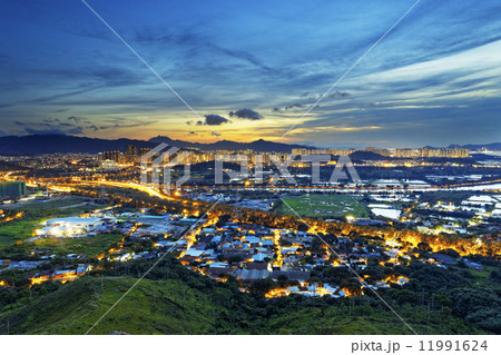 Hong Kong Yuen Long downtown sunset 11991624
