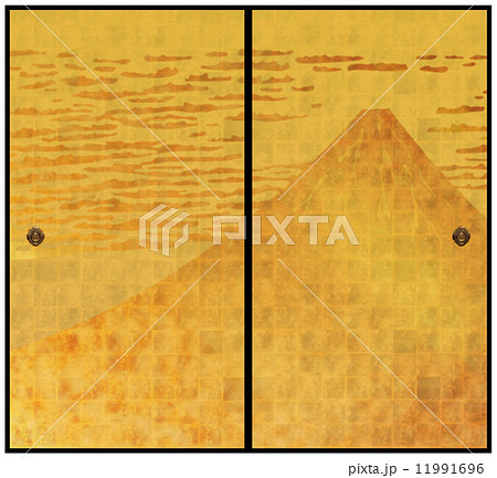金箔襖に富士のイラスト素材