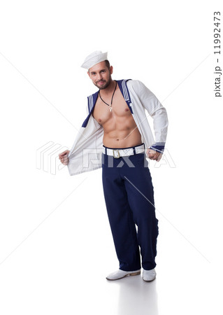 Bearded man in role-playing sailor costume 11992473