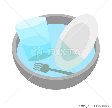 食器のつけ置き洗いのイラスト素材