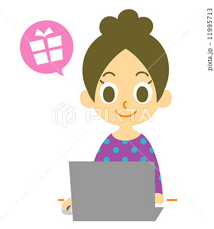 パソコン　インターネット　女性　買い物 11995713