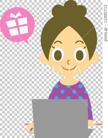 パソコン　インターネット　女性　買い物 11995713