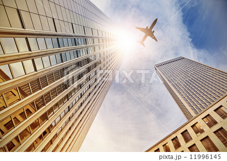 Frankfurt Skyscraper with plane 11996145