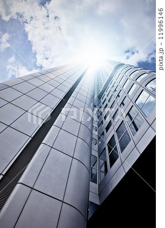 futuristic skyscraper from below 11996146