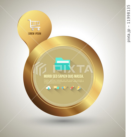 Gold circle banner with icons.  11998135