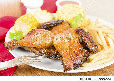 Piri Piri Chicken - Spatchcocked poussin grilled with piri piri sauce. 11999228