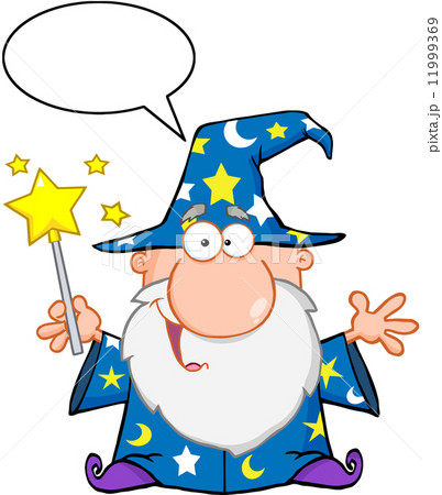 Funny Wizard Waving With Magic Wand And Speech Bubble Funny Wizard Waving With Magic Wand And Speech Bubble 11999369